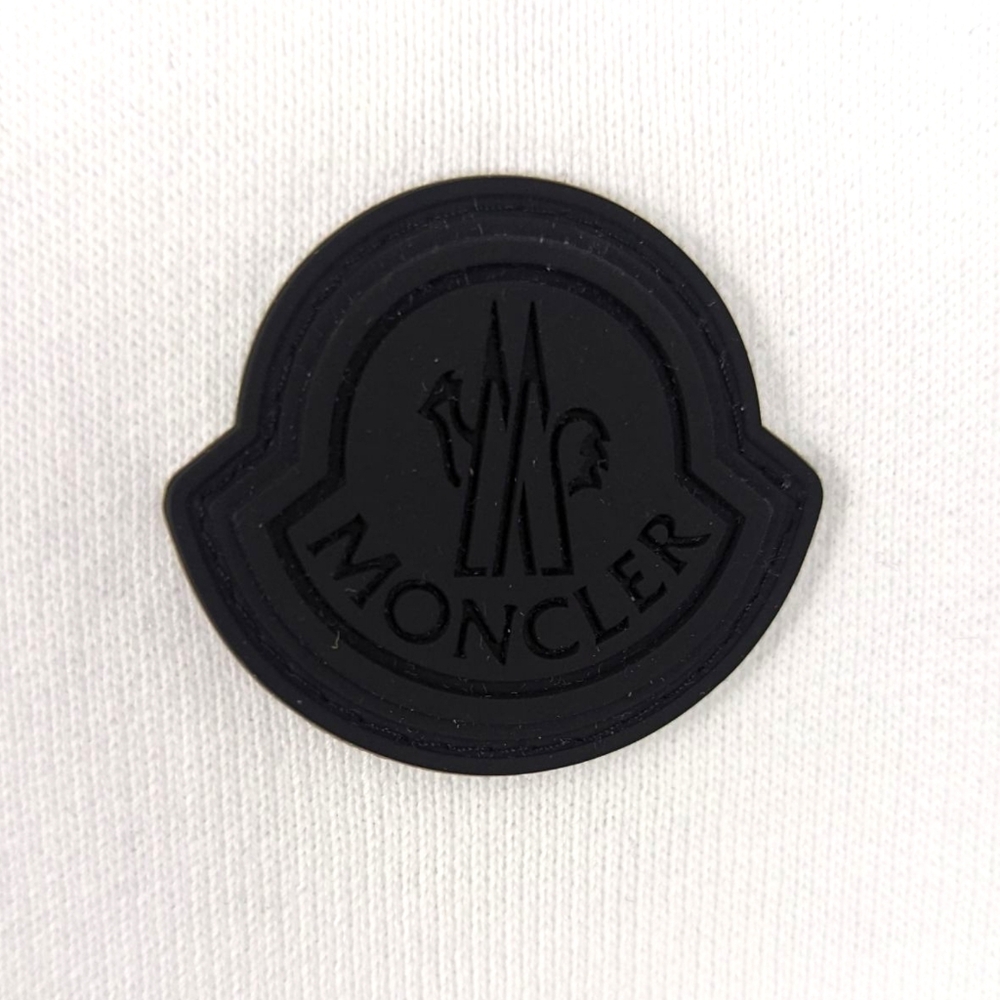 Moncler Pullover Crew Neck Sweatshirt Womens XL White Black Logo 100% Cotton - Picture 3 of 16